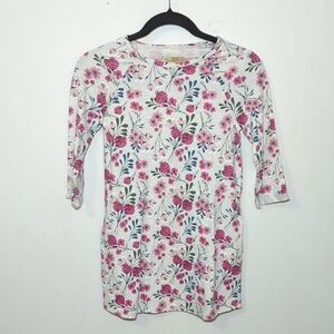 True Craft Gray & Pink Floral Dress with Pockets Girls Size 8